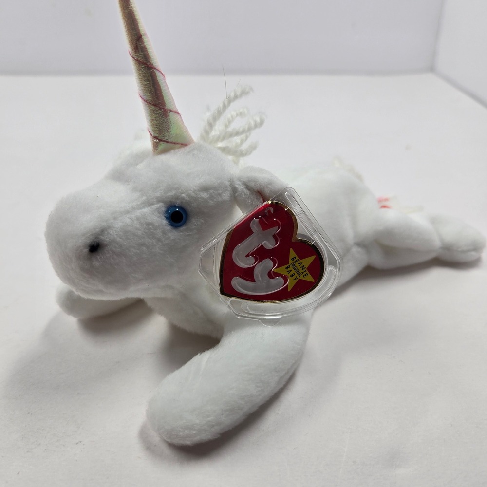 Ty Beanie Babies Mystic the Unicorn White Iridescent Horn Plush 1994 4007